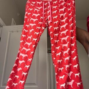 PINK Victoria's Secret Red Dog Print Kids PJ pants